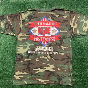 Vintage 90s G.I. Joe Convention Officer's Club T-Shirt M81 Woodland Camo L Army
